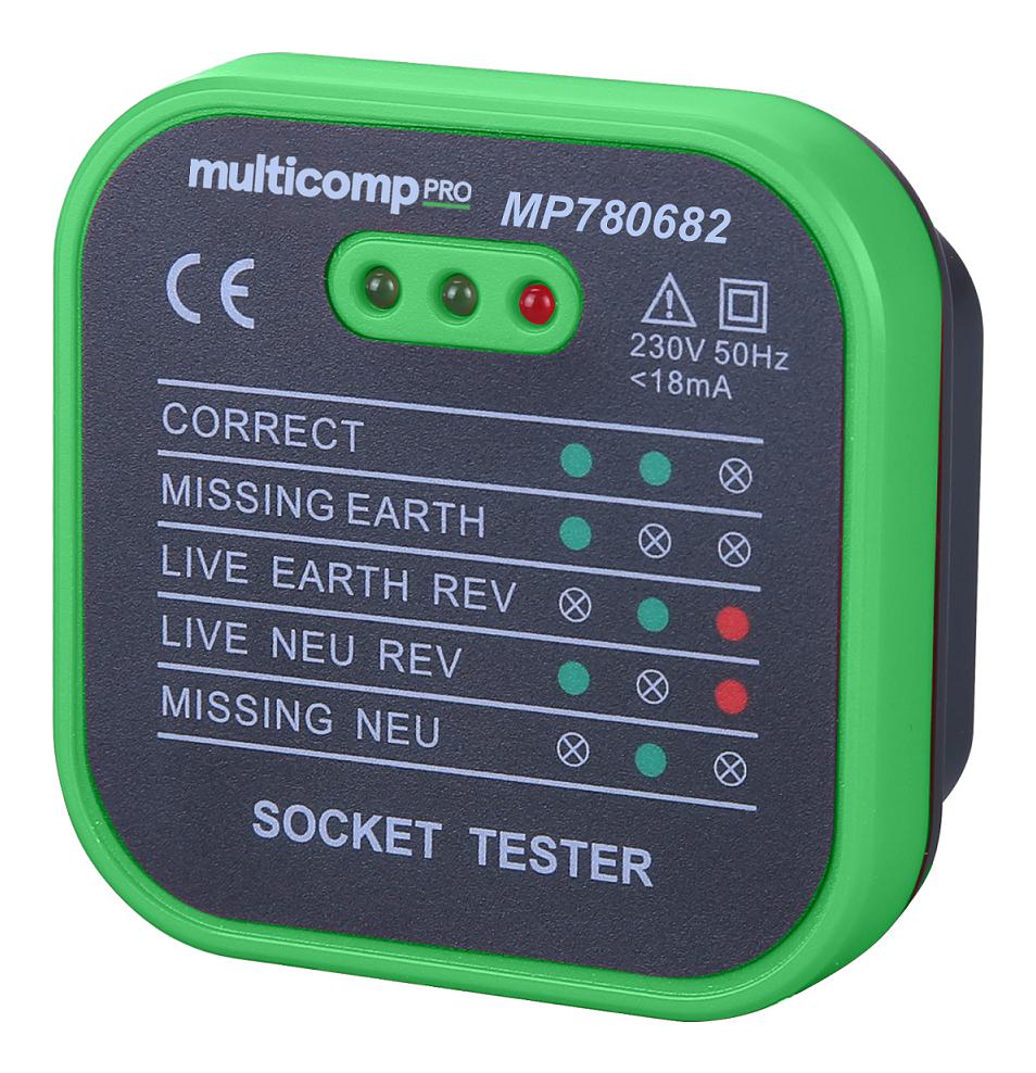 MP780684 MAINS SOCKET TESTER, EU PLUG, 230V, 64G MULTICOMP PRO