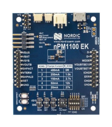NPM1100-EK EVAL KIT, BATTERY CHARGER/POWER DELIVERY NORDIC SEMICONDUCTOR