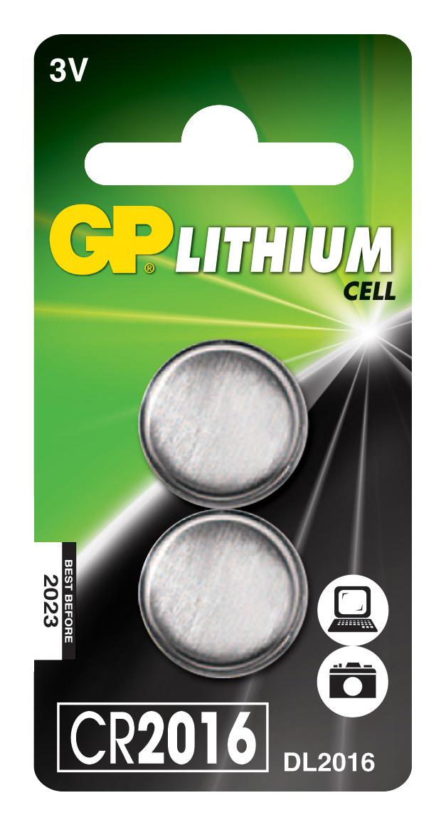 GPPBL2016141 BATTERY, LITHIUM, 3V, 90MAH, PK2 GP BATTERIES
