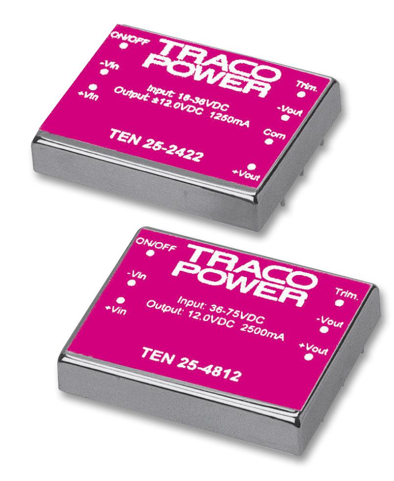 TEN 25-4822 CONVERTER, DC/DC, 25W, +/-12V TRACO POWER
