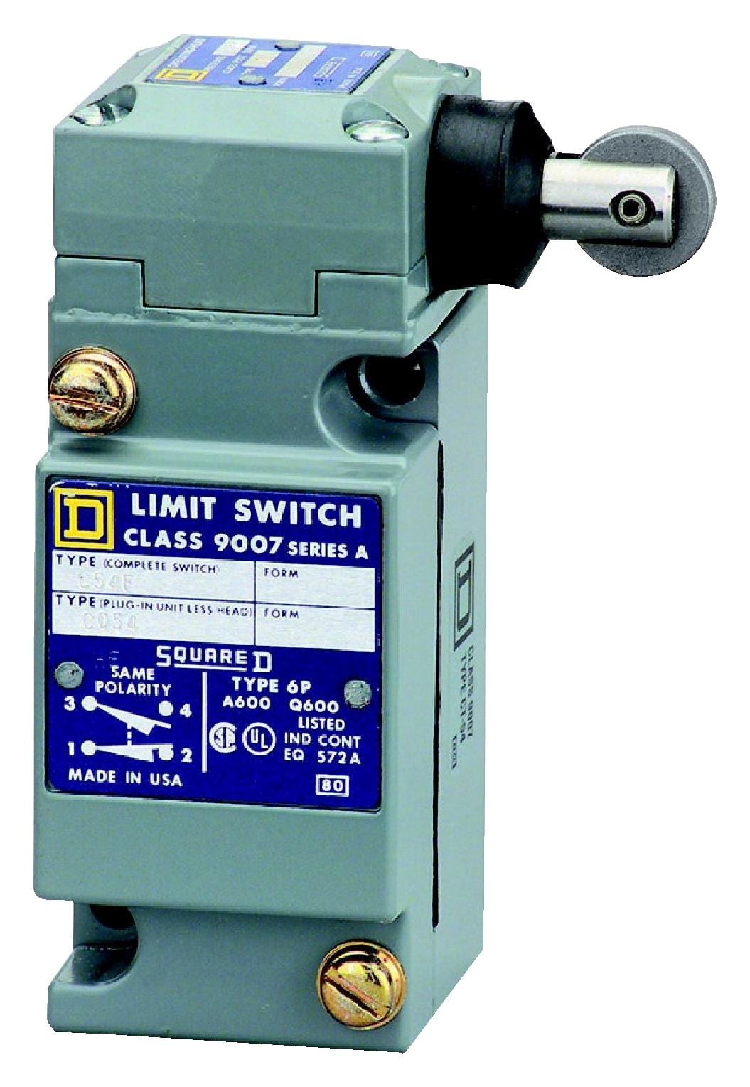 SCHNEIDER ELECTRIC Limit Switch 9007C54F LIMIT SWITCH, SPDT, ROLLER PLUNGER SCHNEIDER ELECTRIC 3111981 9007C54F