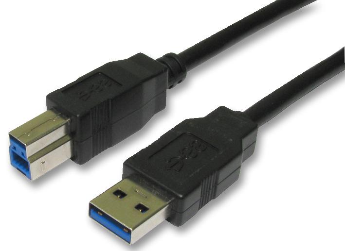 USB3-805 LEAD, USB3.0 A MALE-B MALE 5M BLACK PRO SIGNAL