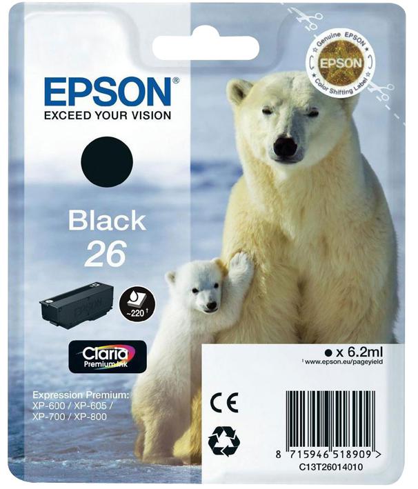 C13T26014010 INK CARTRIDGE, T2601, BLACK, EPSON EPSON