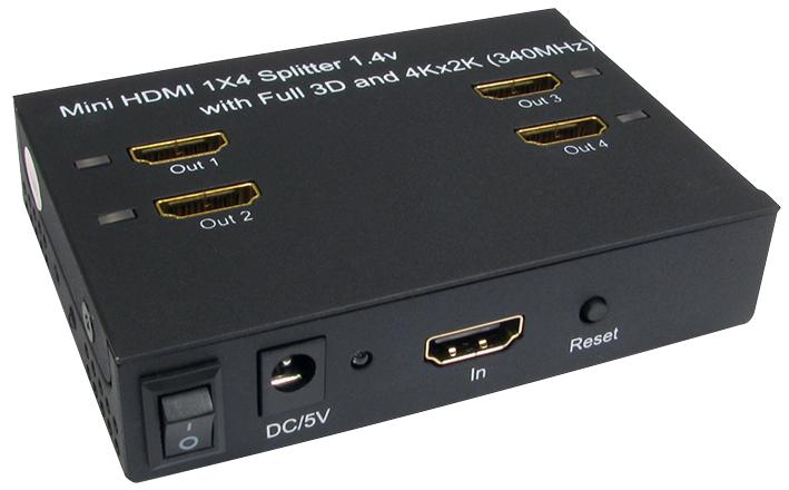HD-SLT404 SPLITTER, 4 PORT HDMI, 3D & 4K2K SUPPORT PRO SIGNAL
