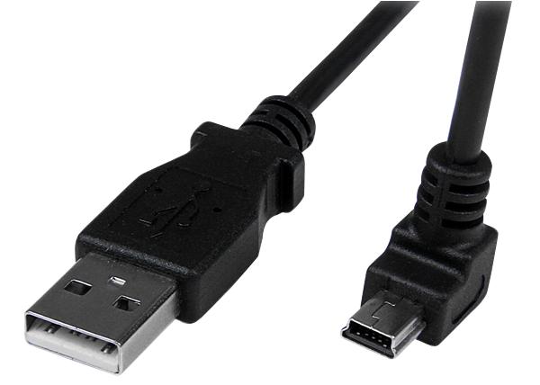 USBAMB2MD LEAD, USB A-DOWN ANGLE MINI B, 2M BLACK STARTECH