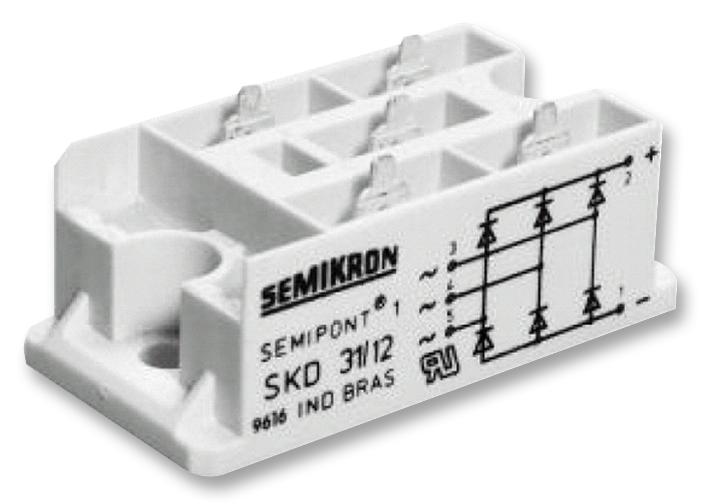 SKBT28/14 BRIDGE RECTIFIER, 28A, 1400V SEMIKRON