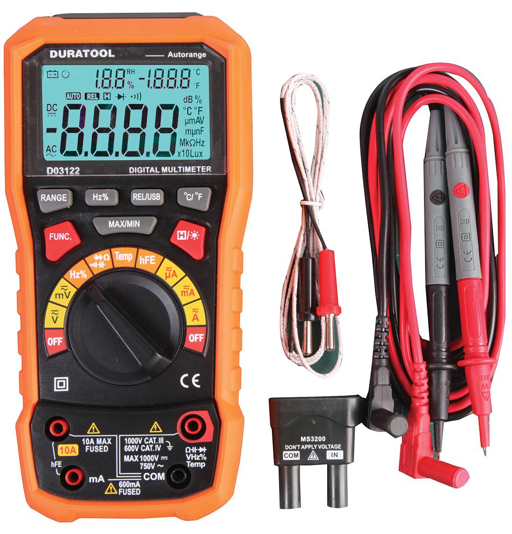 D03122 DIGITAL MULTIMETER, TRMS WITH USB DURATOOL