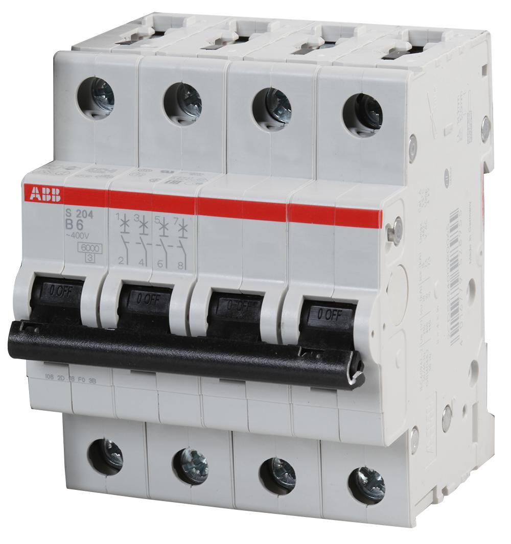 S204-B6 CIRCUIT BREAKER, THERMAL MAG, 4 POLE ABB