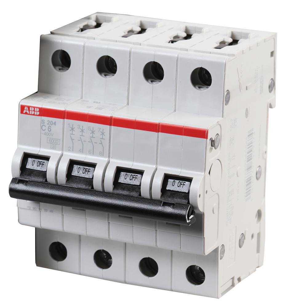 S204-C6 CIRCUIT BREAKER, THERMAL MAG, 4 POLE ABB