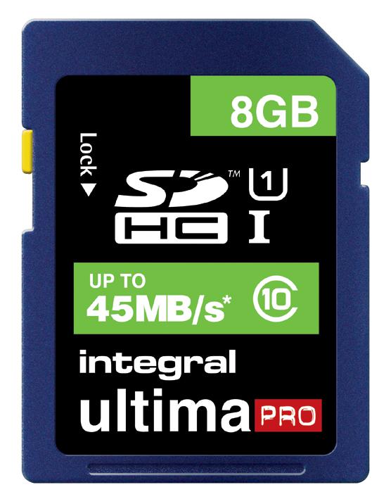 INSDH8G10-45 SDHC 8GB, ULTIMA PRO, CLASS 10, (45MB/S) INTEGRAL