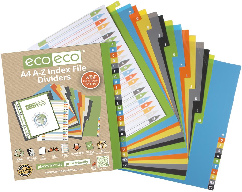 ECO031 A4 SET 24 A-Z WIDE INDEX DIVIDERS ECO-ECO