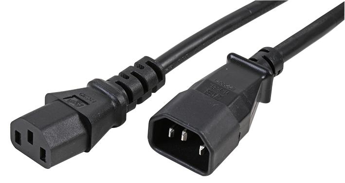 PE01090 POWER CORD, IEC C14-C13, 3M, BLK PRO ELEC