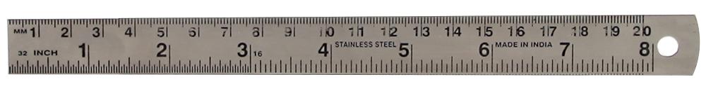 D03075 STAINLESS STEEL RULER, 8IN / 200MM DURATOOL