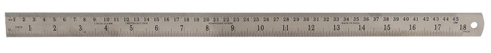 D03077 STAINLESS STEEL RULER, 18IN / 450MM DURATOOL