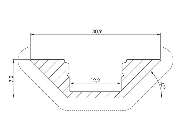 AL-E2-2 ALU-CORNER - ALUMINIUMPROFIEL VOOR LEDSTRIP - HOEKPROFIEL - GEANODISEERD ALUMINIUM - ZILVER - 2 m