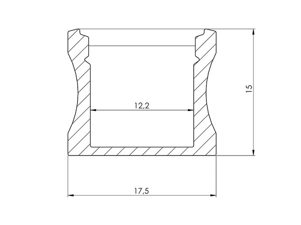 AL-SL15-2 SLIMLINE 15 mm - ALUMINIUMPROFIEL VOOR LEDSTRIP - GEANODISEERD ALUMINIUM - ZILVER - 2 m