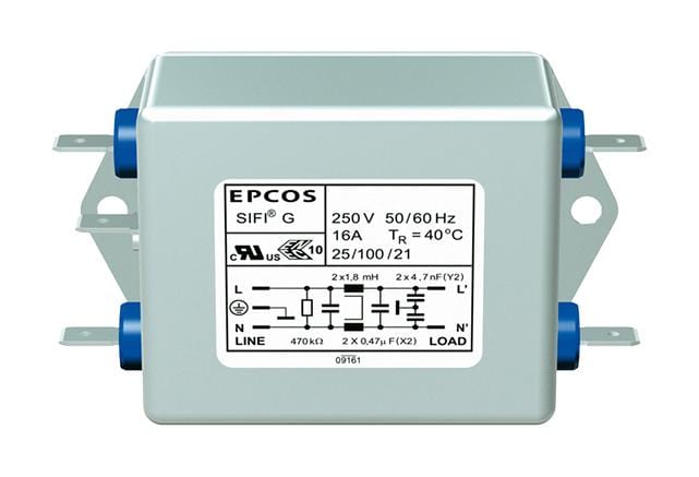 EPCOS Power Line B84112G0000B112 POWER LINE FILTER, STANDARD, 250V, 12A EPCOS 3381573 B84112G0000B112