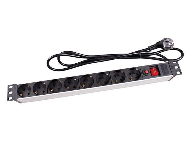 EBP08PDU-G 8-VOUDIGE STEKKERDOOS - SCHUKO - VOOR 19" RACK