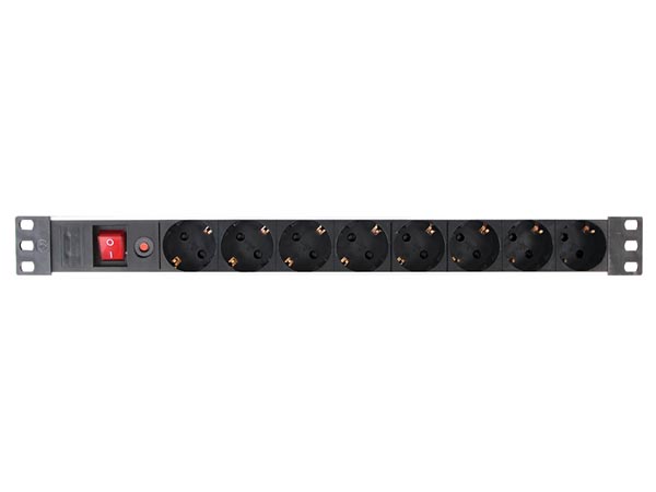 EBP08PDU-G 8-VOUDIGE STEKKERDOOS - SCHUKO - VOOR 19" RACK