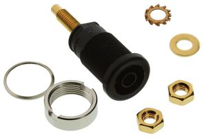 972354100 - Banana Test Connector, 4mm, Socket, Panel Mount, 32 A, 1 kV, Gold Plated Contacts, Black - HIRSCHMANN TEST AND MEASUREMENT