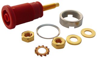 972354101 - Banana Test Connector, 4mm, Socket, Panel Mount, 32 A, 1 kV, Gold Plated Contacts, Red - HIRSCHMANN TEST AND MEASUREMENT