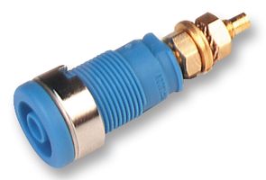 972354102 - Banana Test Connector, 4mm, Socket, Panel Mount, 32 A, 1 kV, Gold Plated Contacts, Blue - HIRSCHMANN TEST AND MEASUREMENT