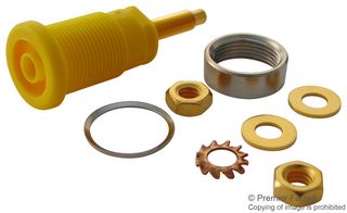 972354103 - Banana Test Connector, 4mm, Socket, Panel Mount, 32 A, 1 kV, Gold Plated Contacts, Yellow - HIRSCHMANN TEST AND MEASUREMENT