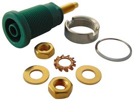 972354104 - Banana Test Connector, 4mm, Socket, Panel Mount, 32 A, 1 kV, Gold Plated Contacts, Green - HIRSCHMANN TEST AND MEASUREMENT