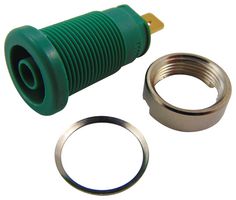 972355104 - Banana Test Connector, 4mm, Jack, Panel Mount, 25 A, 1 kV, Gold Plated Contacts, Green - HIRSCHMANN TEST AND MEASUREMENT