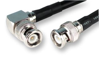1337772-4 - RF / Coaxial Cable Assembly, 90° BNC Plug to BNC Plug, RG58, 50 ohm, 4.9 ft, 1.5 m, Black - GREENPAR - TE CONNECTIVITY