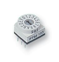 PT65-106 - Rotary Coded Switch, PT65, Through Hole, 16 Position, 24 VDC, Hexadecimal Complement, 400 mA - APEM