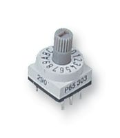 PT65-303 - Rotary Coded Switch, PT65, Through Hole, 16 Position, 24 VDC, Hexadecimal, 400 mA - APEM