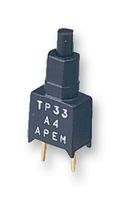 TP33P0080 - Pushbutton Switch, TP, SPST-NO, Off-(On), Plunger, Black - APEM