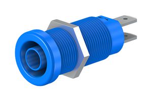 66.9131-23 - Banana Test Connector, 4mm, Receptacle, Panel Mount, 20 A, 1 kV, Nickel Plated Contacts, Blue - STAUBLI