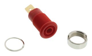 23.3060-22 - Banana Test Connector, 4mm, Socket, Jack, Panel Mount, 32 A, 1 kV, Gold Plated Contacts, Red - STAUBLI