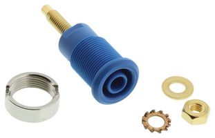 23.3020-23 - Banana Test Connector, 4mm, Jack, Panel Mount, 32 A, 1 kV, Gold Plated Contacts, Blue - STAUBLI