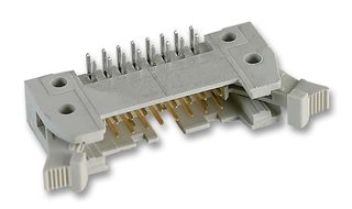 09 18 514 7913 - Pin Header, Short Latch, Wire-to-Board, 2.54 mm, 2 Rows, 14 Contacts, Through Hole Right Angle - HARTING