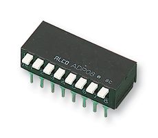 ADP0804 - DIP / SIP Switch, 8 Circuits, Piano Key, Through Hole, SPST, 24 VDC, 100 mA - TE CONNECTIVITY