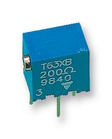 T63XB102KT20 - Trimpot, Multi Turn, Cermet, Side Adjust, 1 kohm, Through Hole, 15 Turns - VISHAY