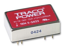 TEN 5-2422 - Isolated Through Hole DC/DC Converter, ITE, 2:1, 6 W, 2 Output, 12 V, 250 mA - TRACO POWER