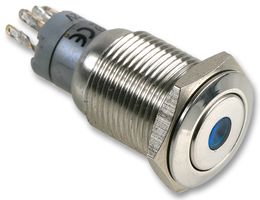 MP0045/1E1RD012 - Vandal Resistant Switch, Dot, MP0045/1E, 16.2 mm, DPDT, Off-On, Flush, Natural - BULGIN LIMITED