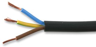 3183Y-0.75MMBLK100M - Multicore Cable, Flexible Mains, 6A, Unscreened, 3 Core, 0.75 mm², 328 ft, 100 m - MULTICOMP PRO