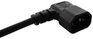 10TA104A-2M - Mains Power Cord, 90° IEC 60320 C14 to Free End, 2 m, 10 A, Black - MULTICOMP