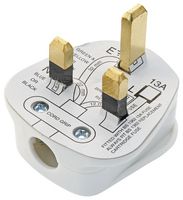 9518 BOX OF 20 - 13A UK Mains Plugs, 13A Fuse, White (Box of 20) - PRO ELEC