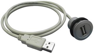 09 45 452 1925 - USB Cable, Type A Plug to Type A Receptacle, 5 m, 16.4 ft, USB 2.0 - HARTING