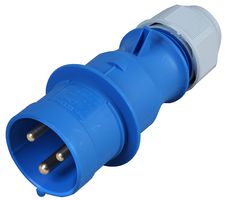 21013-TLS - Pin & Sleeve Connector, 2P+E, Multi-Grip Cable Gland, 32 A, 240 V, Cable Mount, Plug, 2P+E, Blue - CEENORM