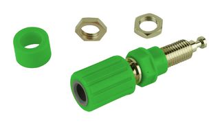 76-1470 - Binding Post, 36 A, 500 V, Nickel Plated Contacts, Panel Mount, Green - TENMA