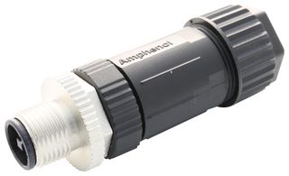 M12T-04BMMB-SL7002 - Sensor Connector, 4 Pole, M12, Plug, M12, Male, 4 Positions, Screw Pin, Straight Cable Mount - AMPHENOL LTW