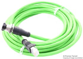 142M4D25020 - Sensor Cable, D-Code, Cat5, RJ45 Plug, M12 Receptacle, 4 Positions, 2 m, 6.6 ft - METZ CONNECT