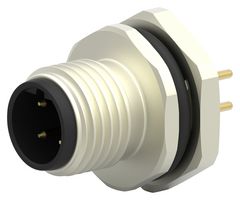 T4142412041-000 - Sensor Connector, M12, Male, 4 Positions, PCB Pin, Straight Panel Mount - TE CONNECTIVITY